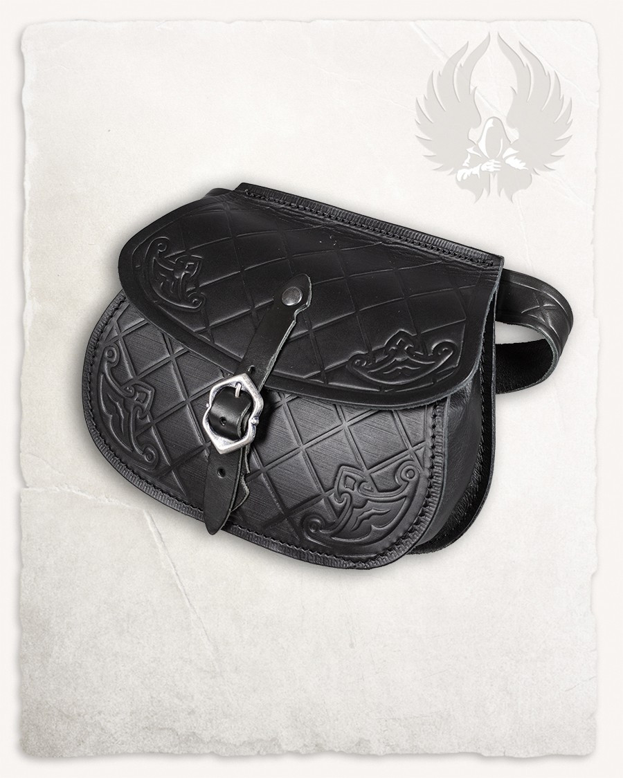 Bolso medieval en cuero modelo Julius, color negro