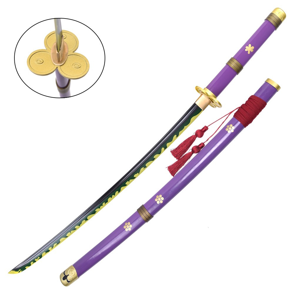 Katana decorativa no oficial hecha a mano Enma morada de Zoro - One Piece