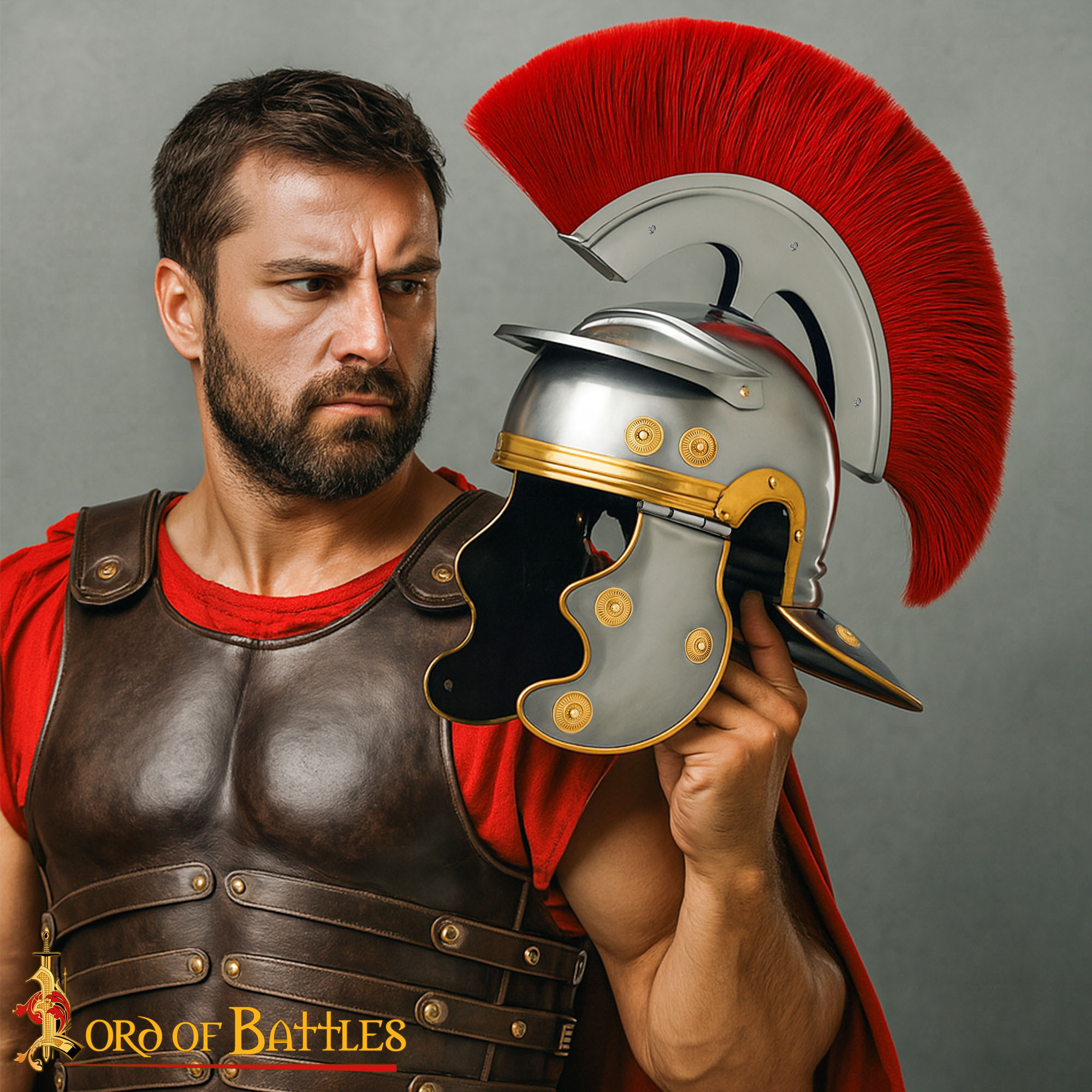 Casco de Centurión Romano con cresta roja