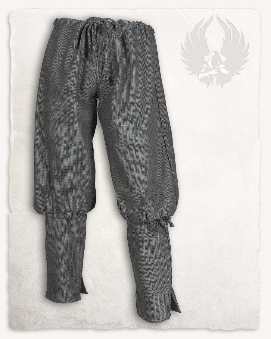 Pantalón medieval modelo Ketill gris, patrón espiga