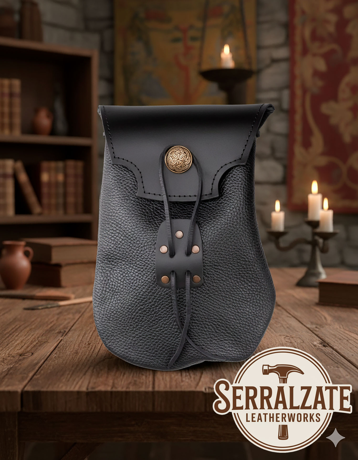 Bolsa guerrero nudos celtas - Negra