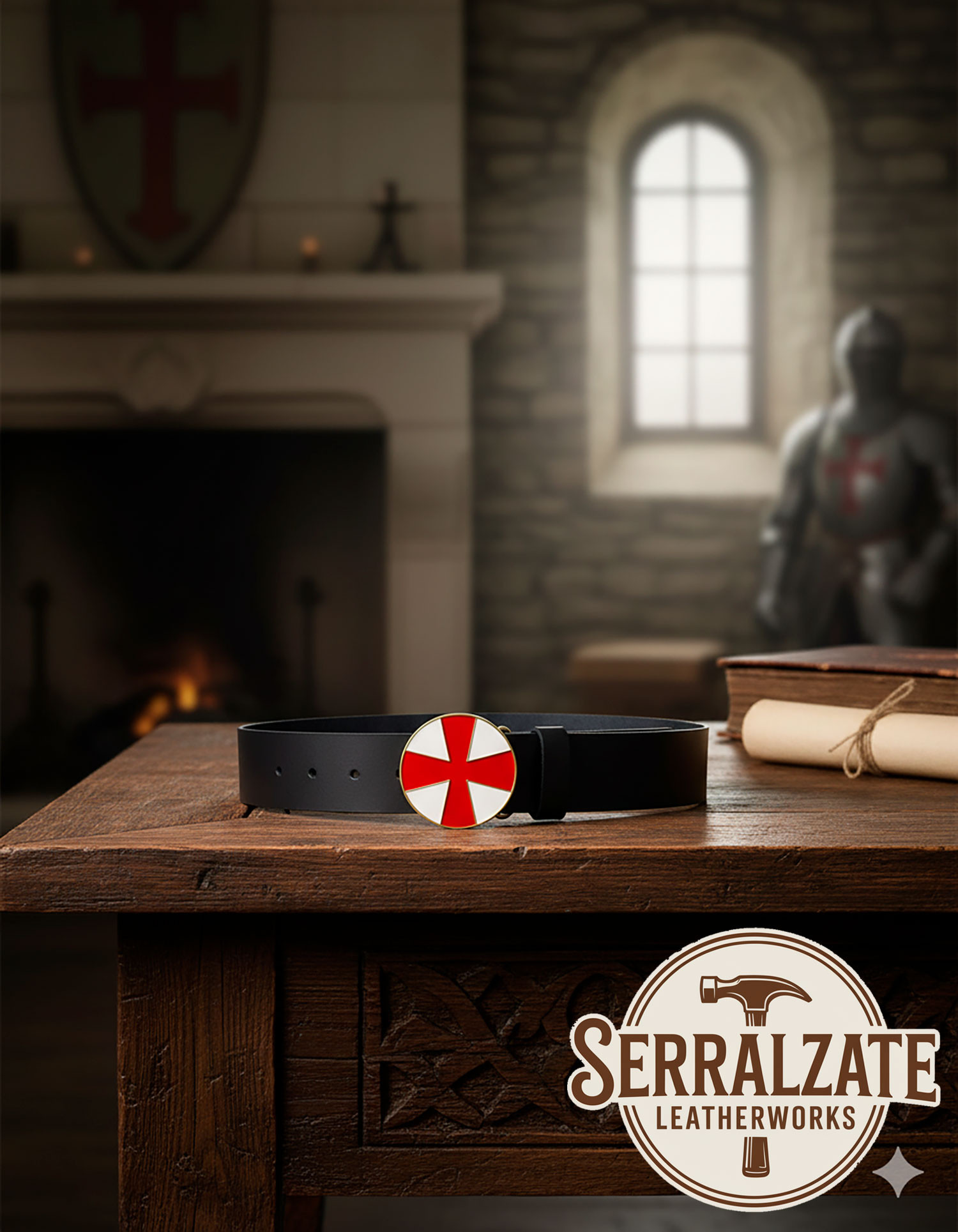 Cinturón templario cruz paté - Negro