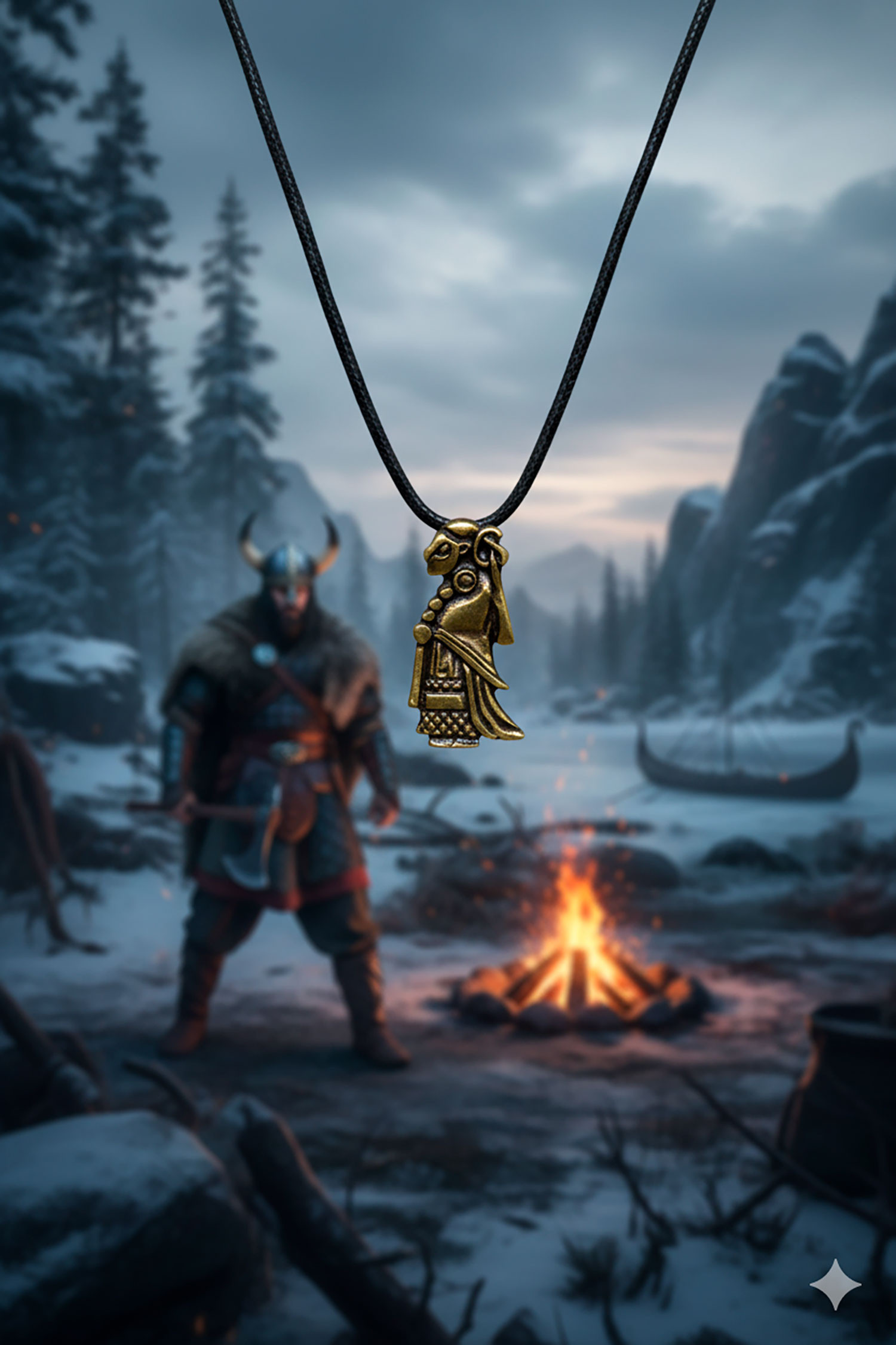 Colgante Valkyria nórdica - Dorado