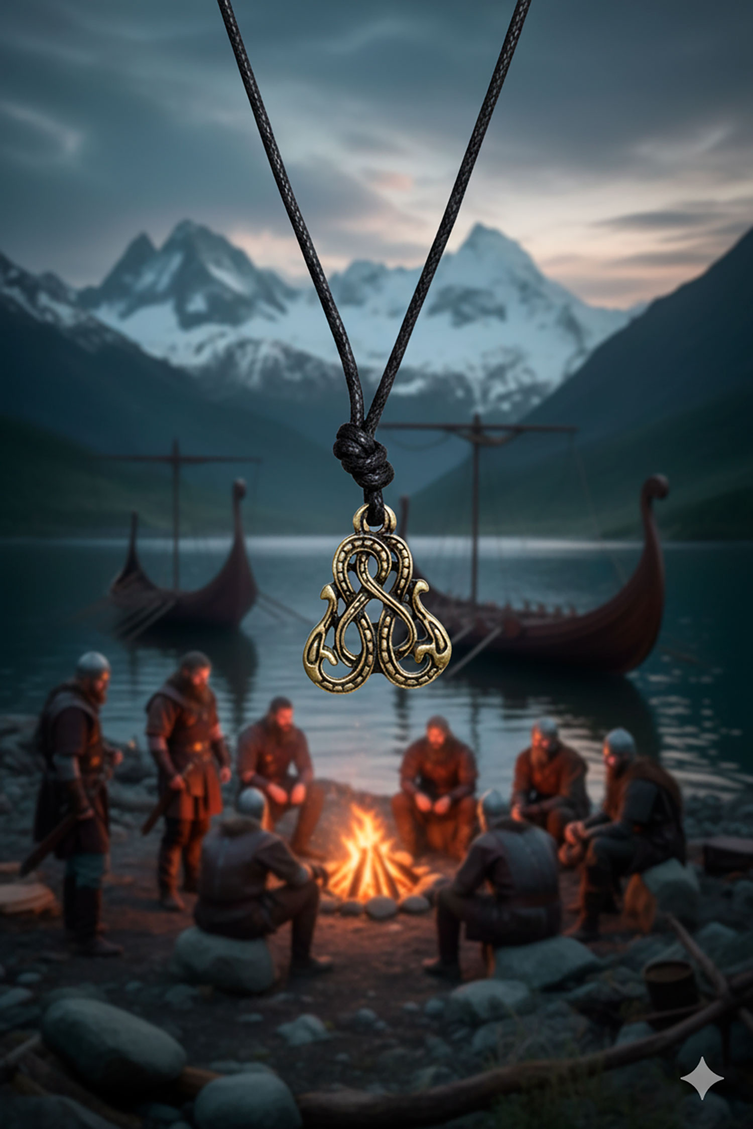 Colgante vikingo serpiente dos cabezas - Dorado