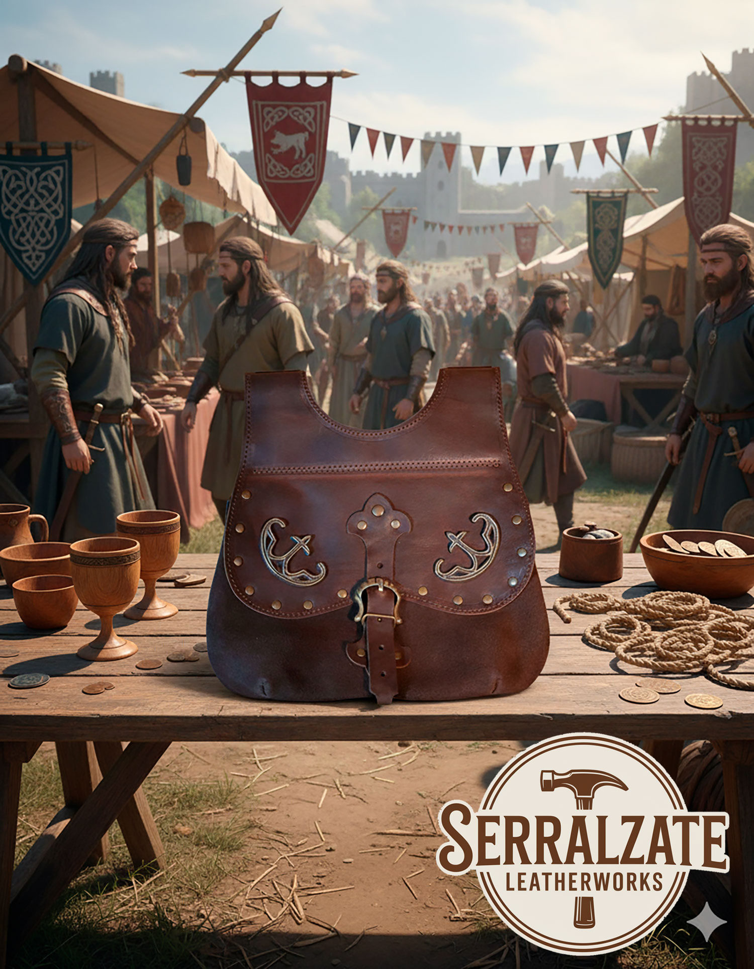 Bolso Celta-Medieval Gareth en marrón oscuro