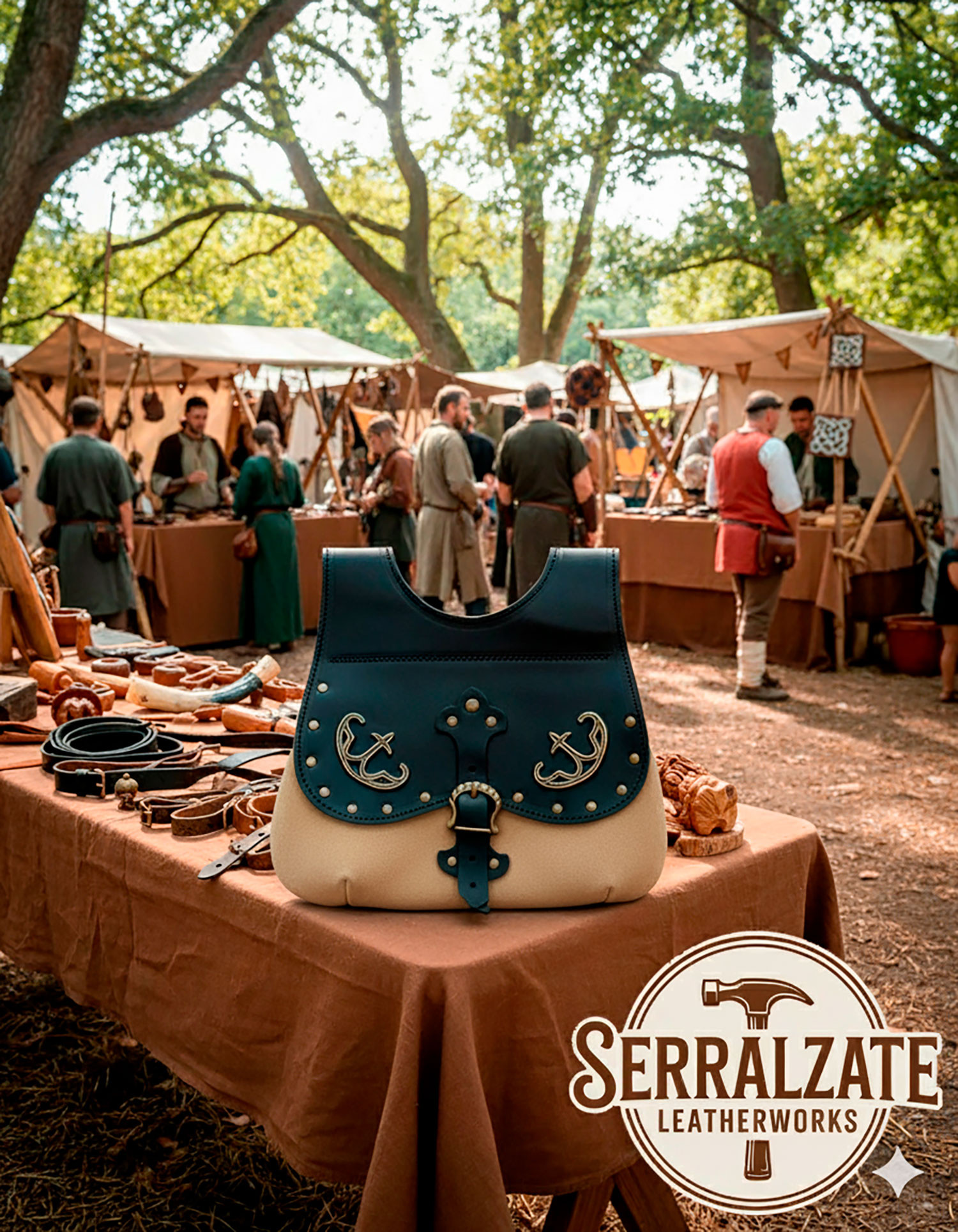 Bolso Celta-Medieval Gareth en negro-marrón claro