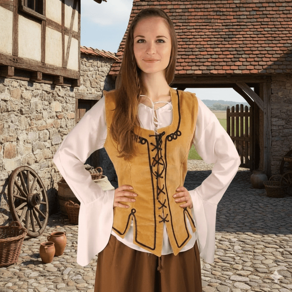 Corpiño medieval mostaza