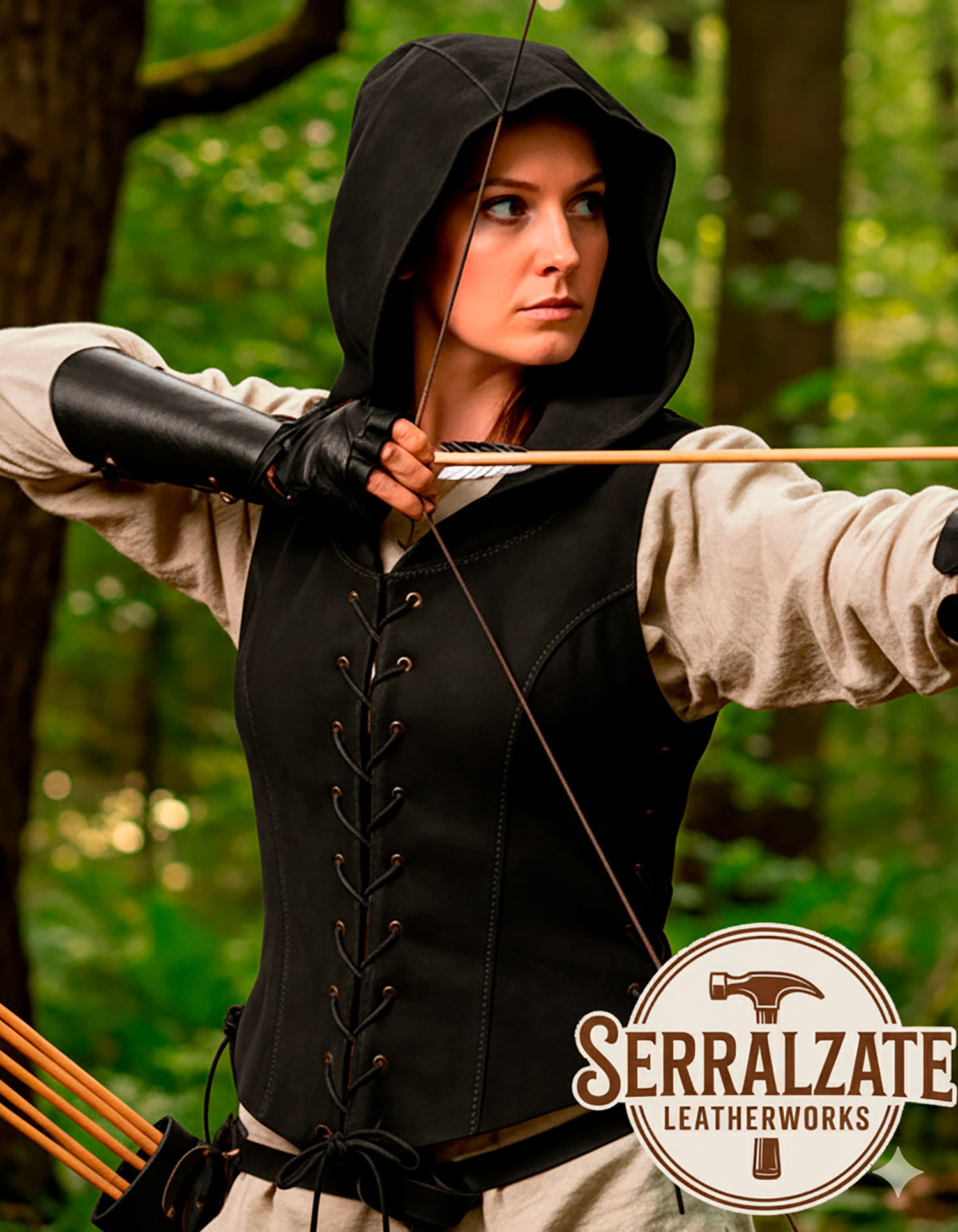 Chaleco sombra medieval para mujer en negro