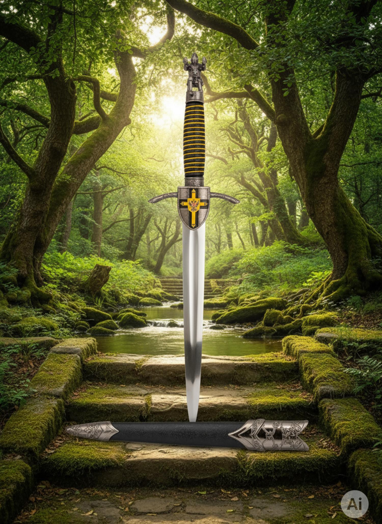 Daga Templaria pomo Guerrero con armadura