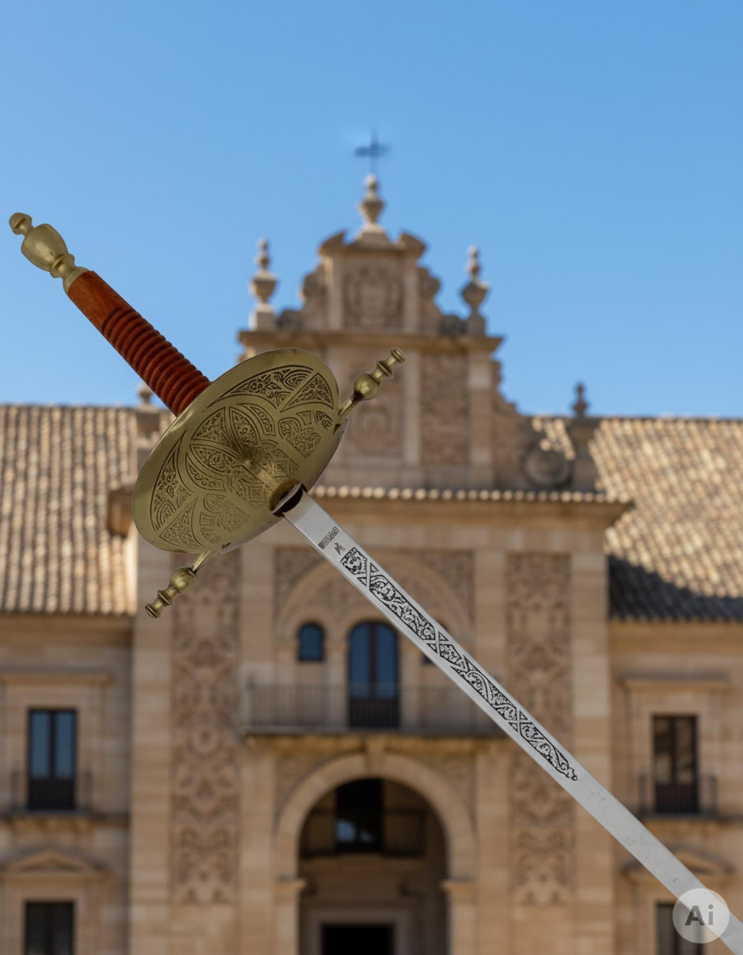 Florete de concha decorativo, latonado envejecido