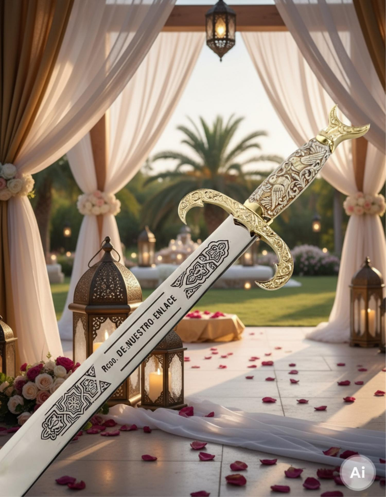 Cimitarra para bodas (con texto personalizado grabado)