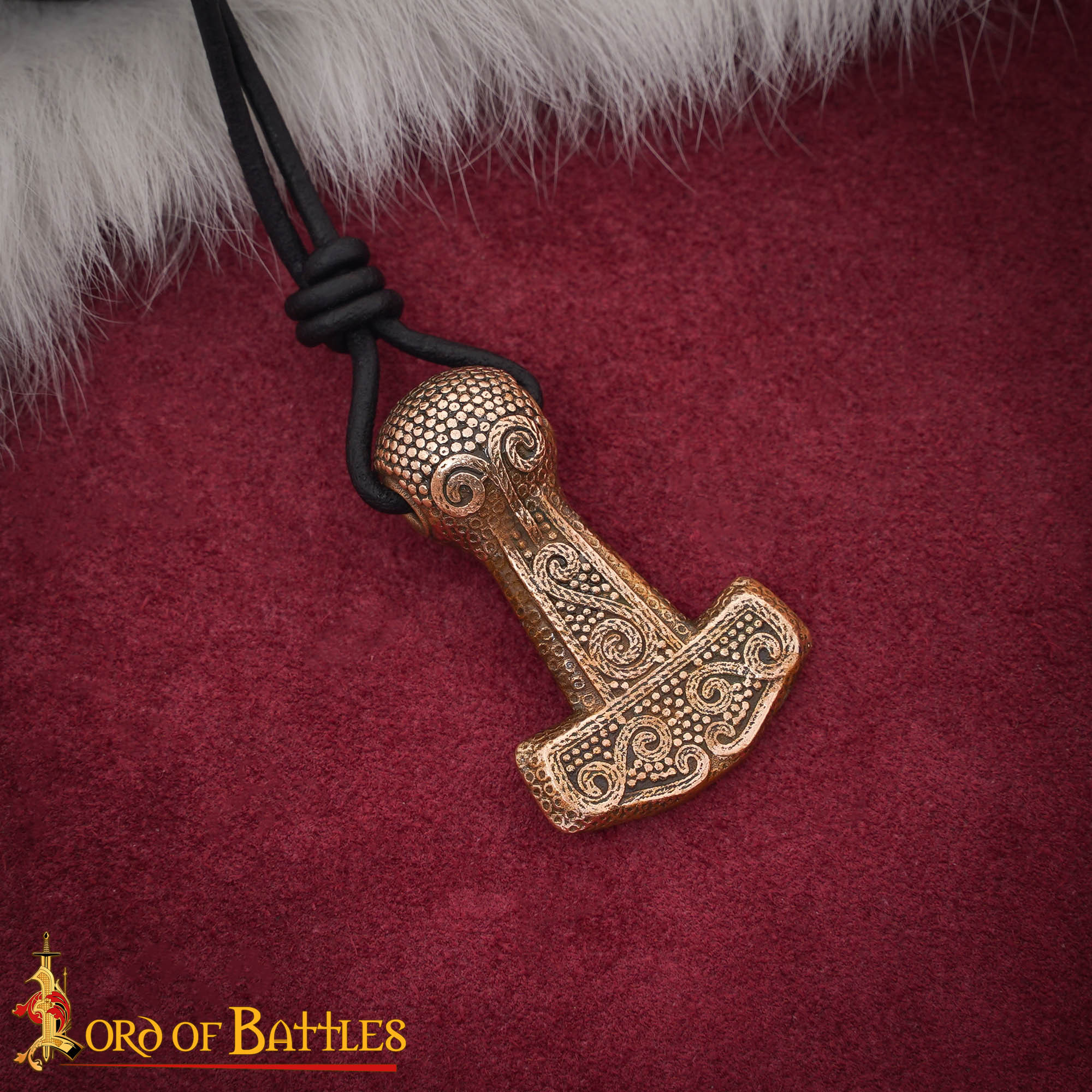 Colgante vikingo Mjölnir en bronce fundido, cordón cuero