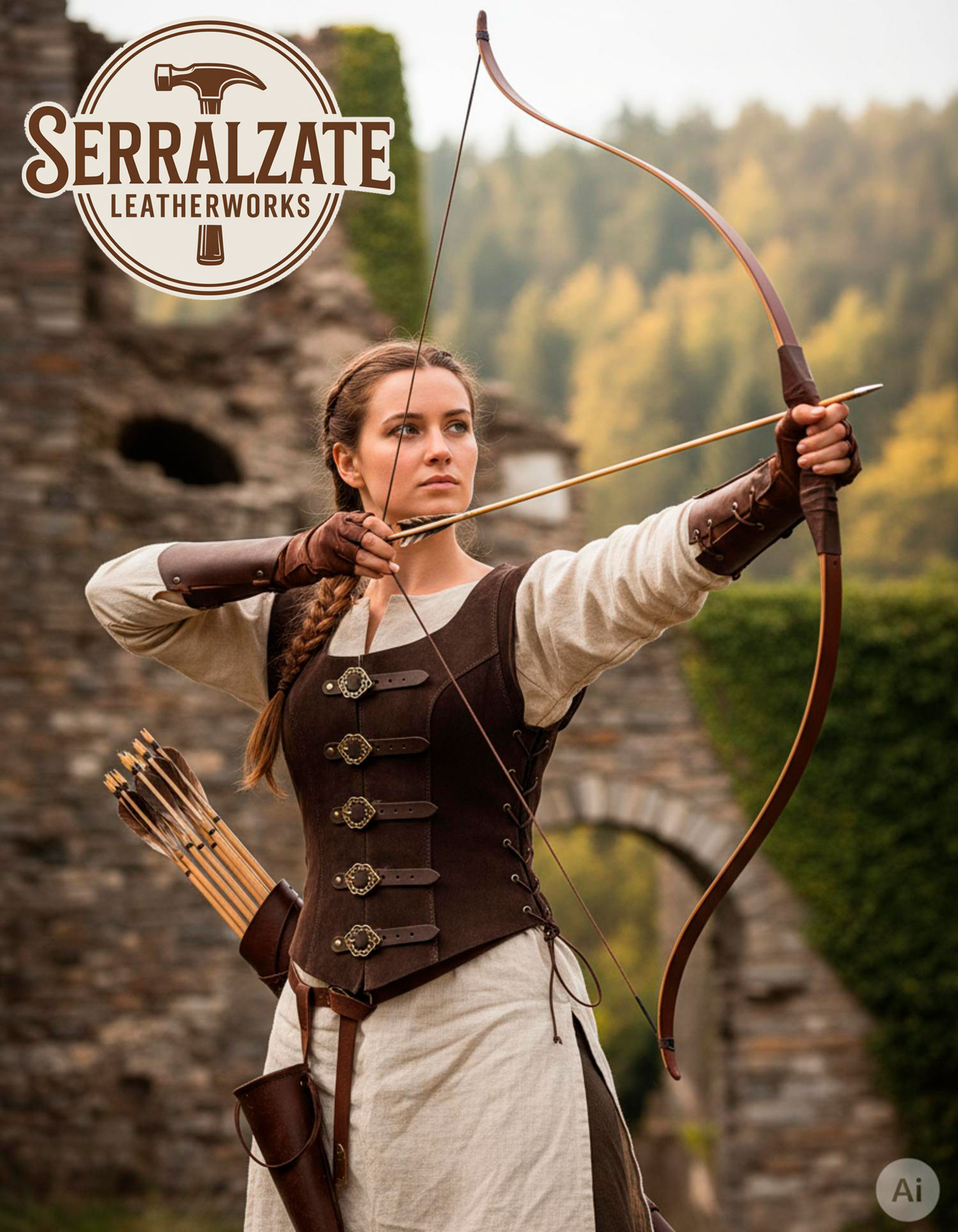 Justillo corto de cuero Julienne, marrón oscuro