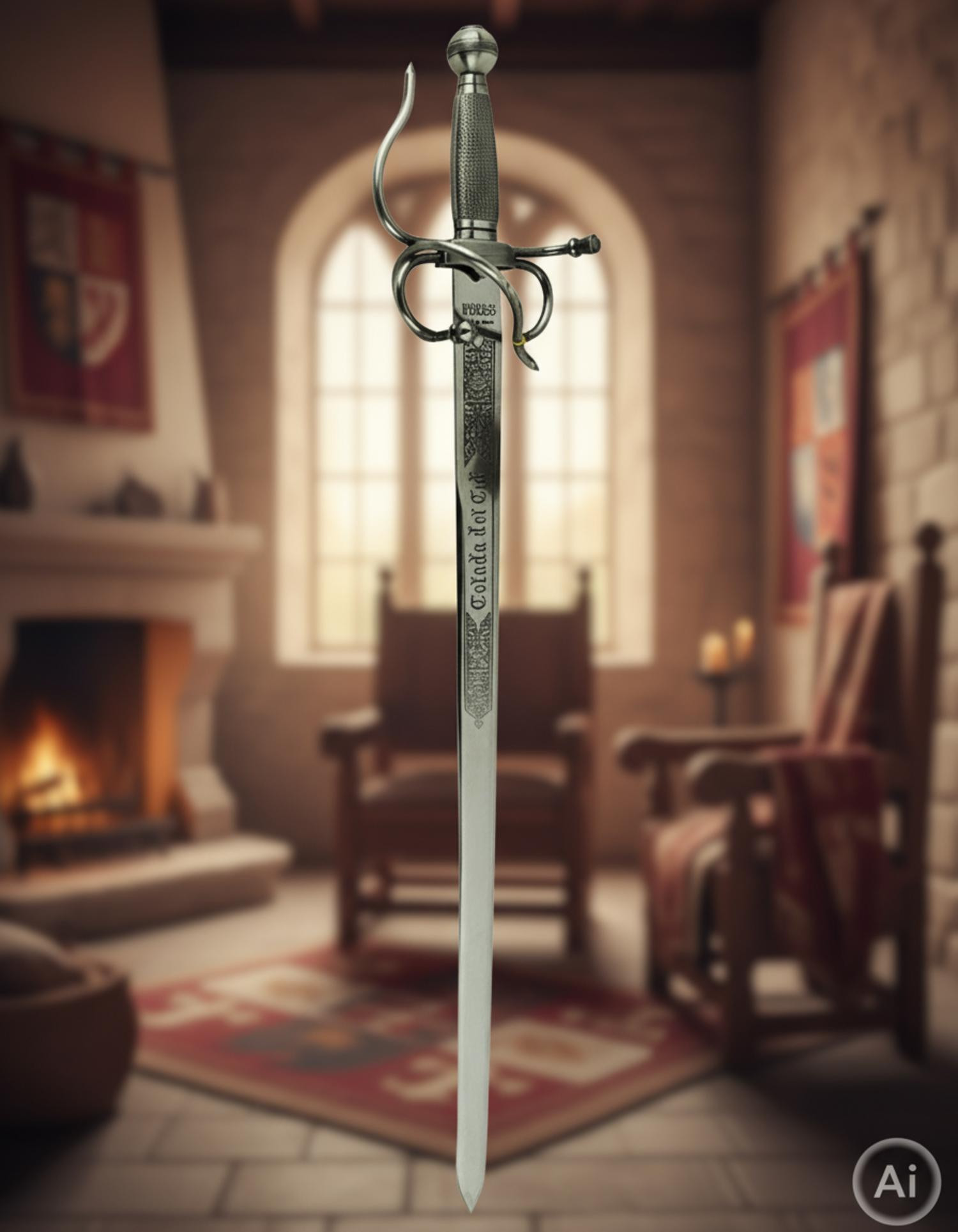 Espada Colada del Cid: Réplica de Toledo con Acabados de Lujo