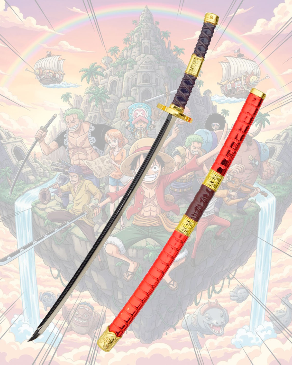 Mini katana con stand Sandai Kitetsu de Zoro, One Piece