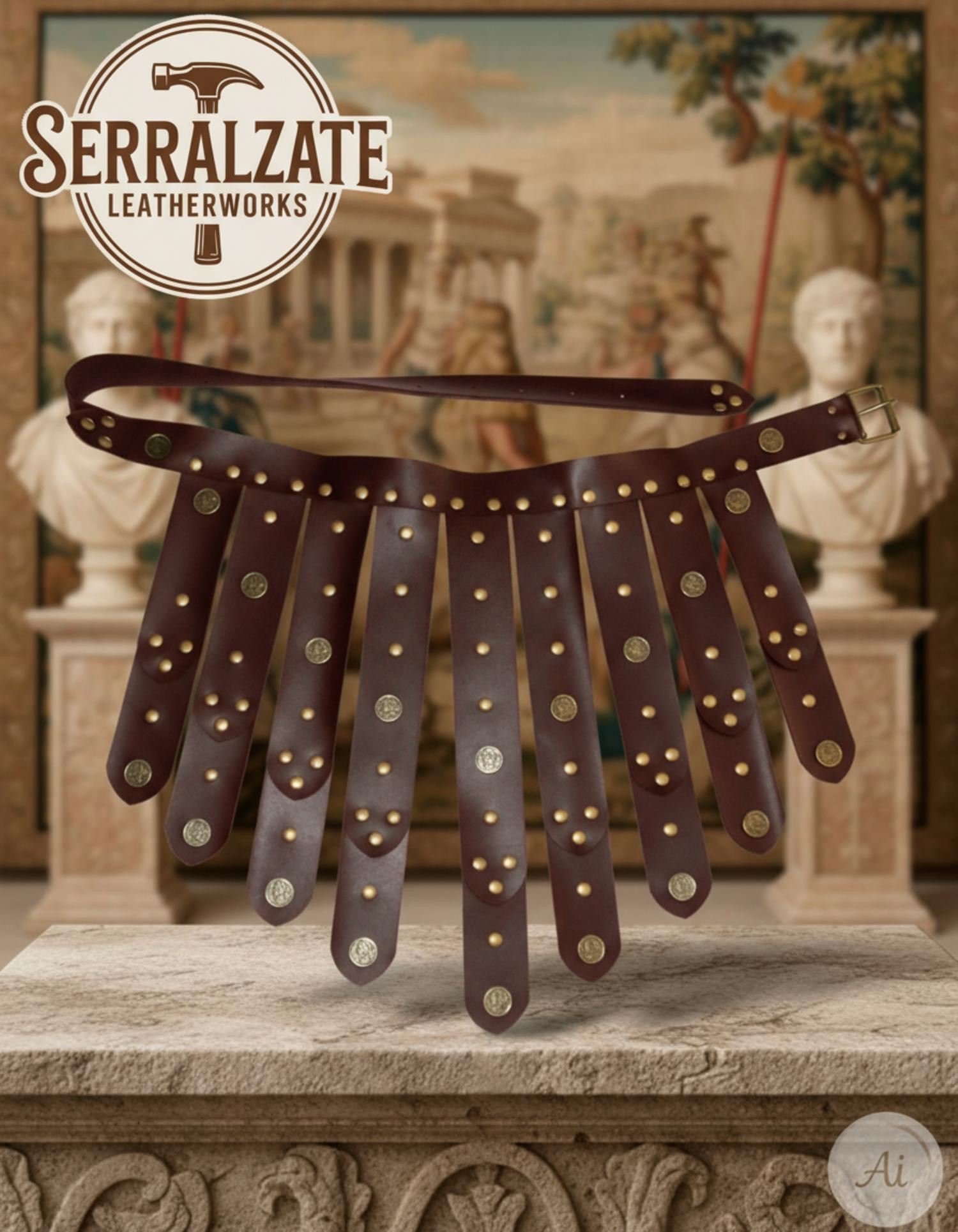 Cingulum Romano Militar en Piel Marrón Oscura