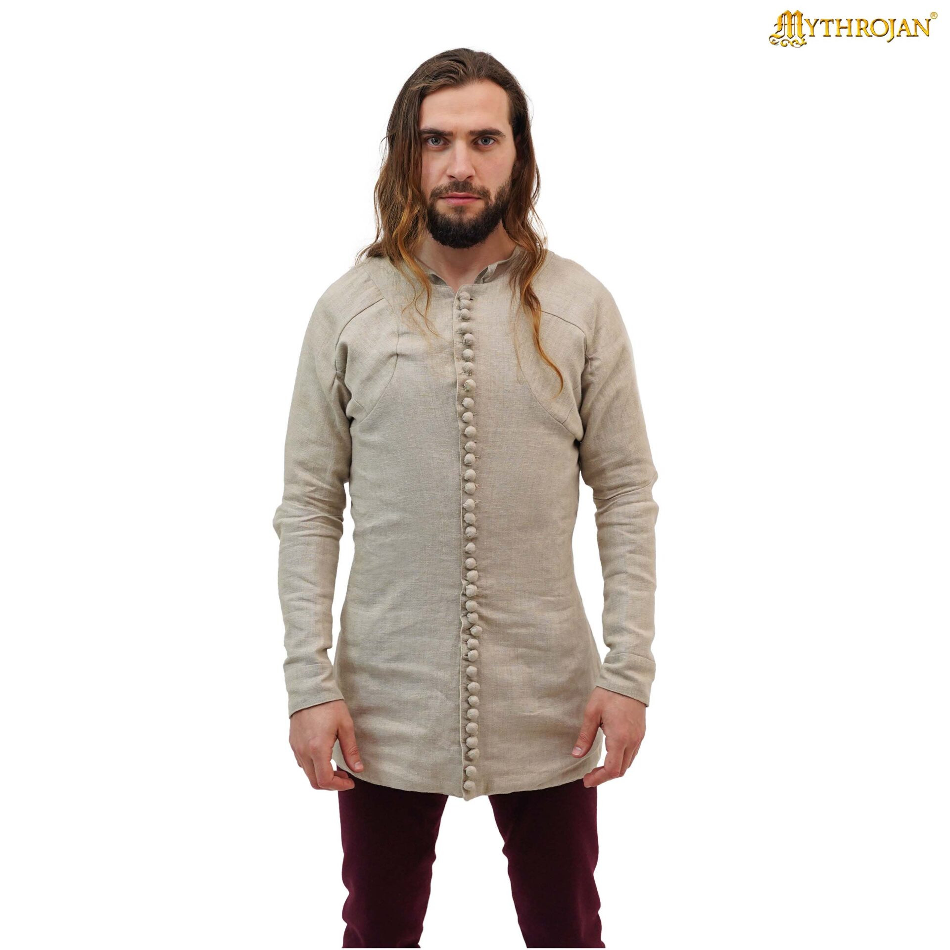 Jubón medieval siglo XIV en lino natural, siglo XIV