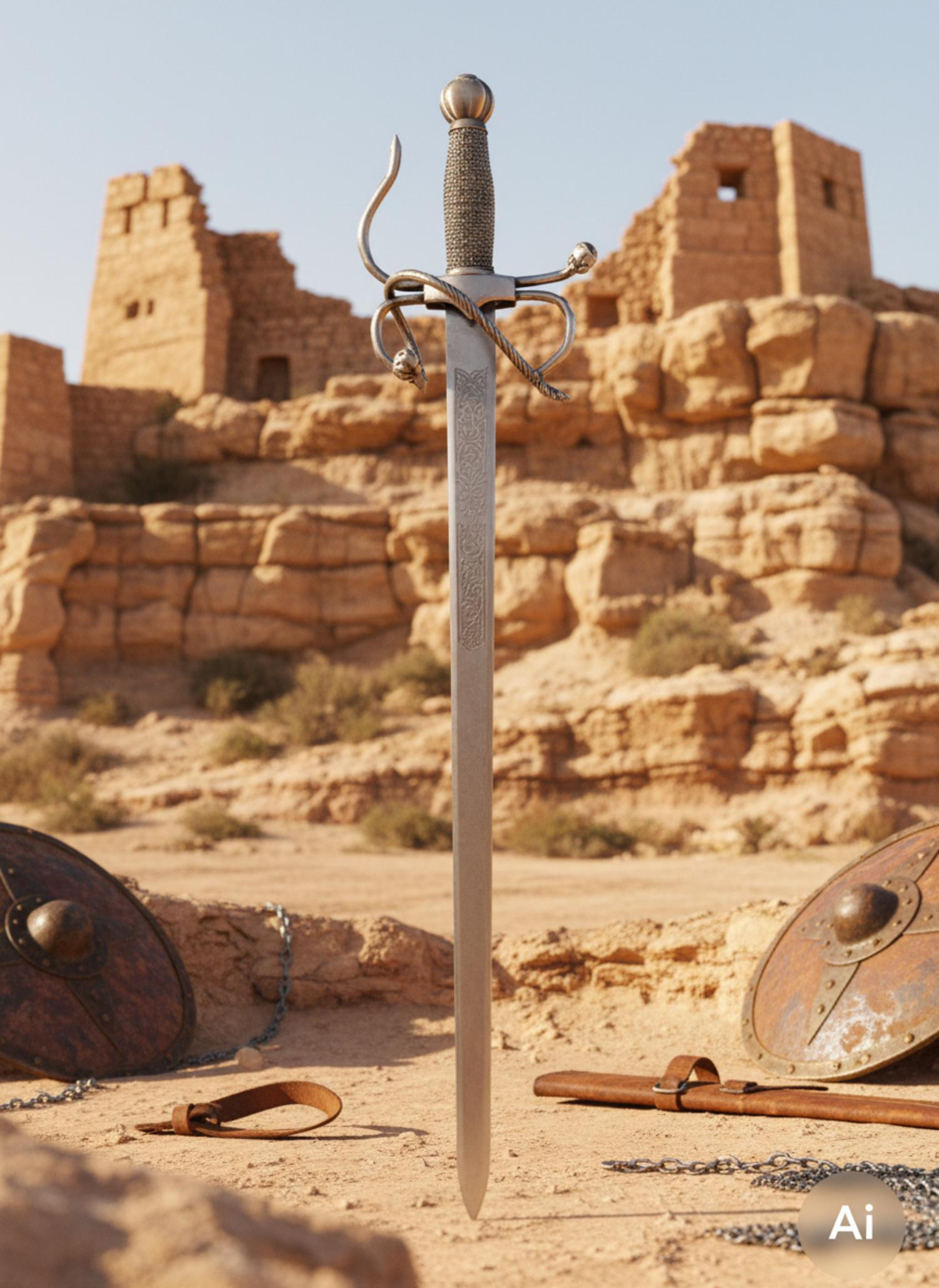 Espada Colada Cid, acabado rústico