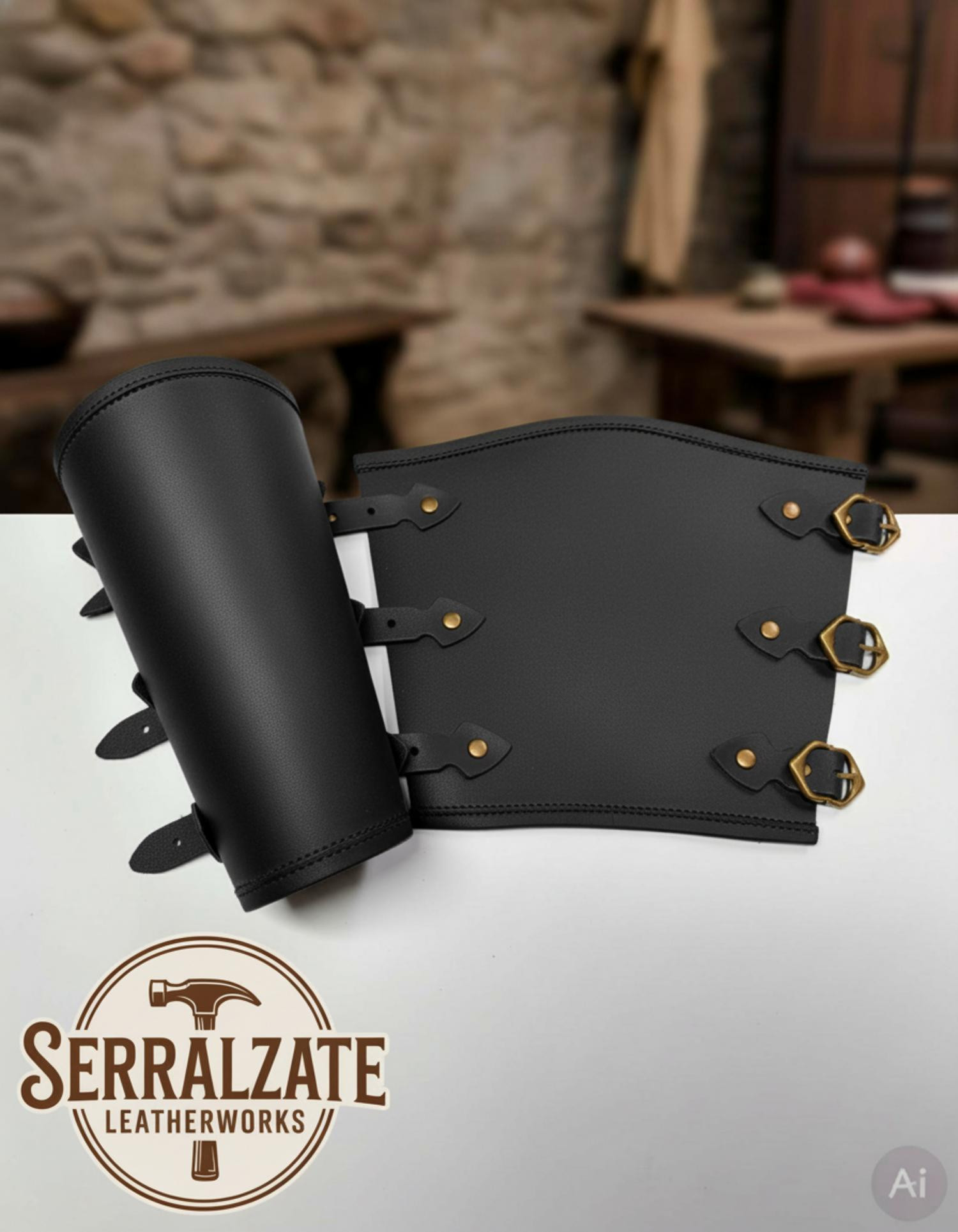 Brazaletes medievales para guerreros, negros
