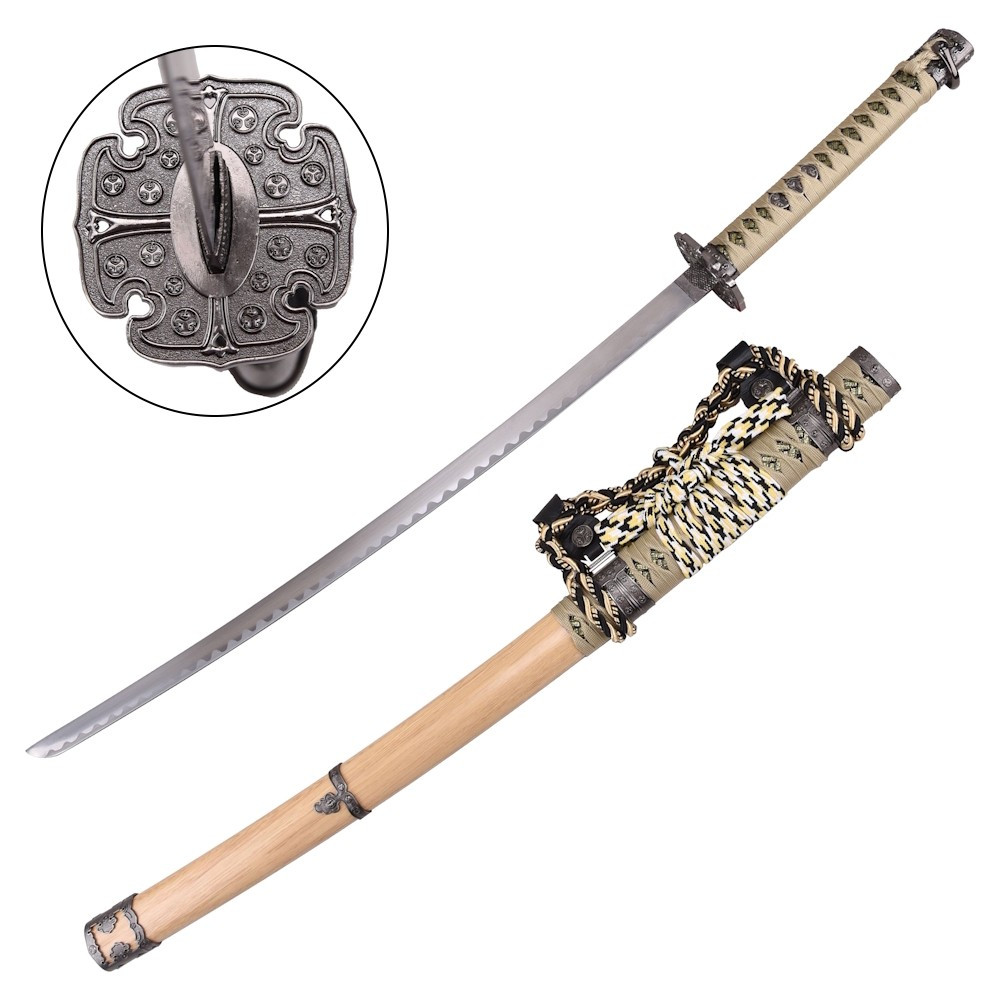 Katana decorativa Tradicional Japonesa con detalles plateados