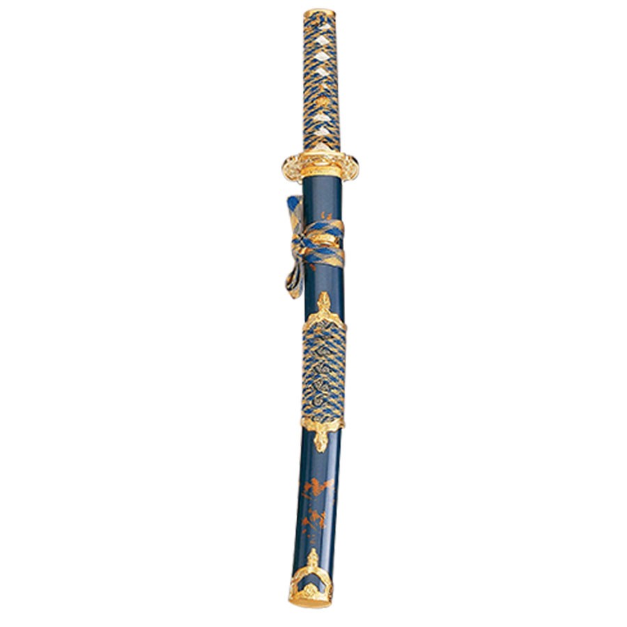 Wakizashi vaina azul-oro