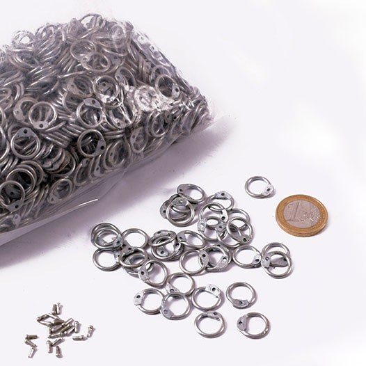 Bolsa anillas galvanizadas cota malla, 9 mm.