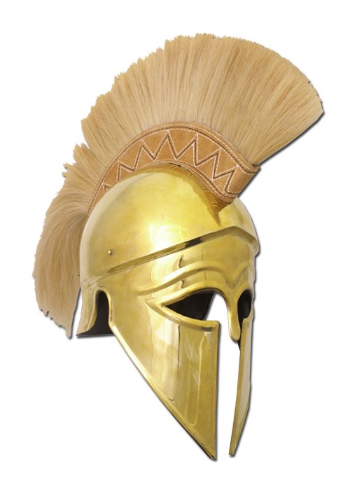 Casco griego corintio con penacho