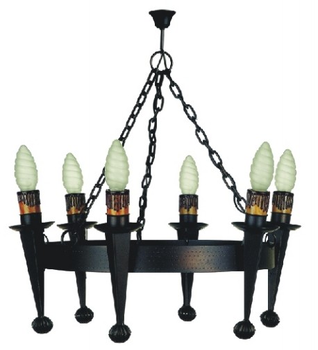 Lámpara forja con varias antorchas