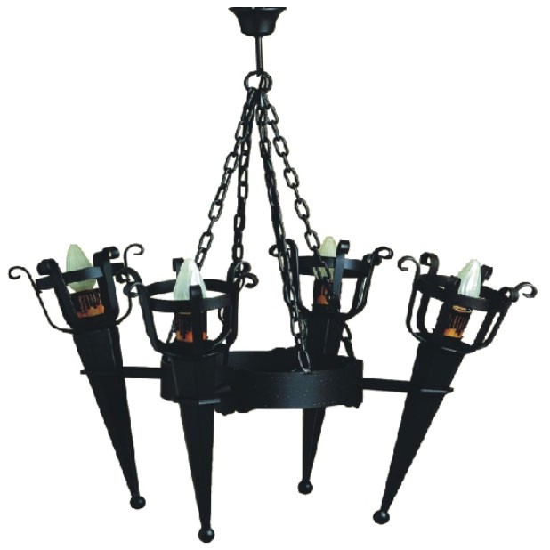 Lámpara forja con brazos antorchas medievales