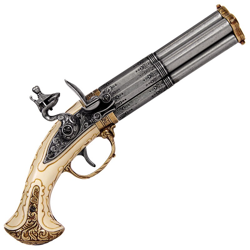 Pistola de chispa 4 cañones, Francia S.XVIII