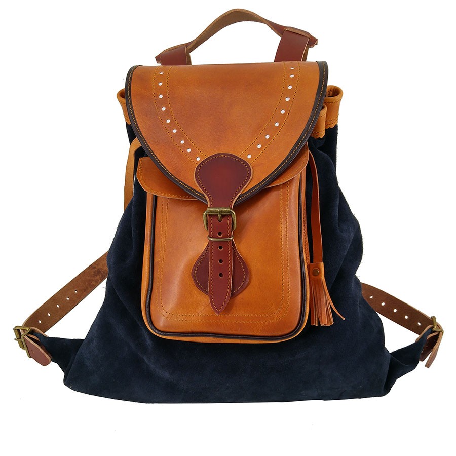 Mochila medieval cuero, Azul