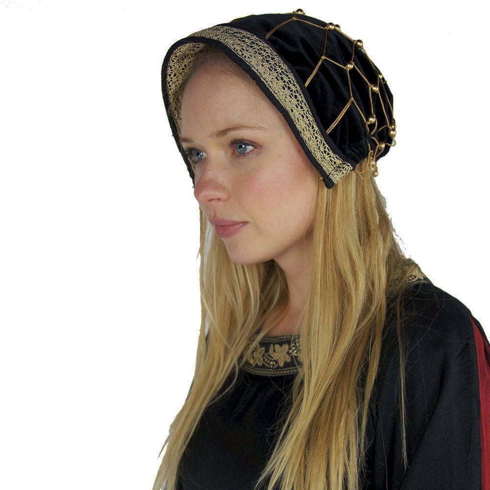 Cofia noble en terciopelo negro