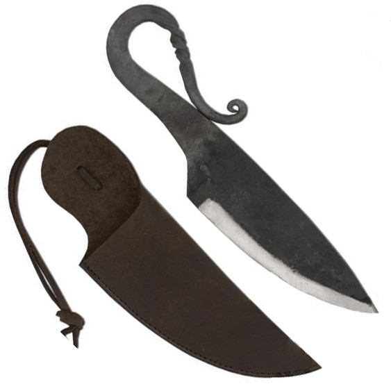 Cuchillo medieval con vaina en gamuza