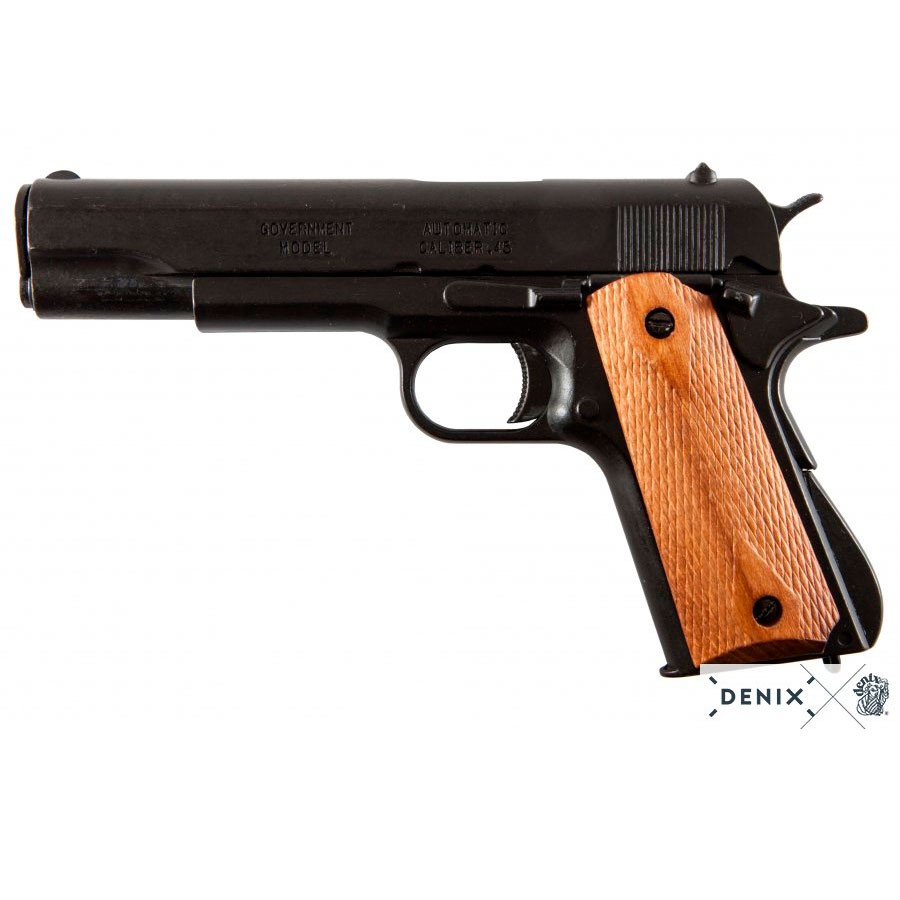 Pistola automática M1911A1 negra cachas madera, USA 1911