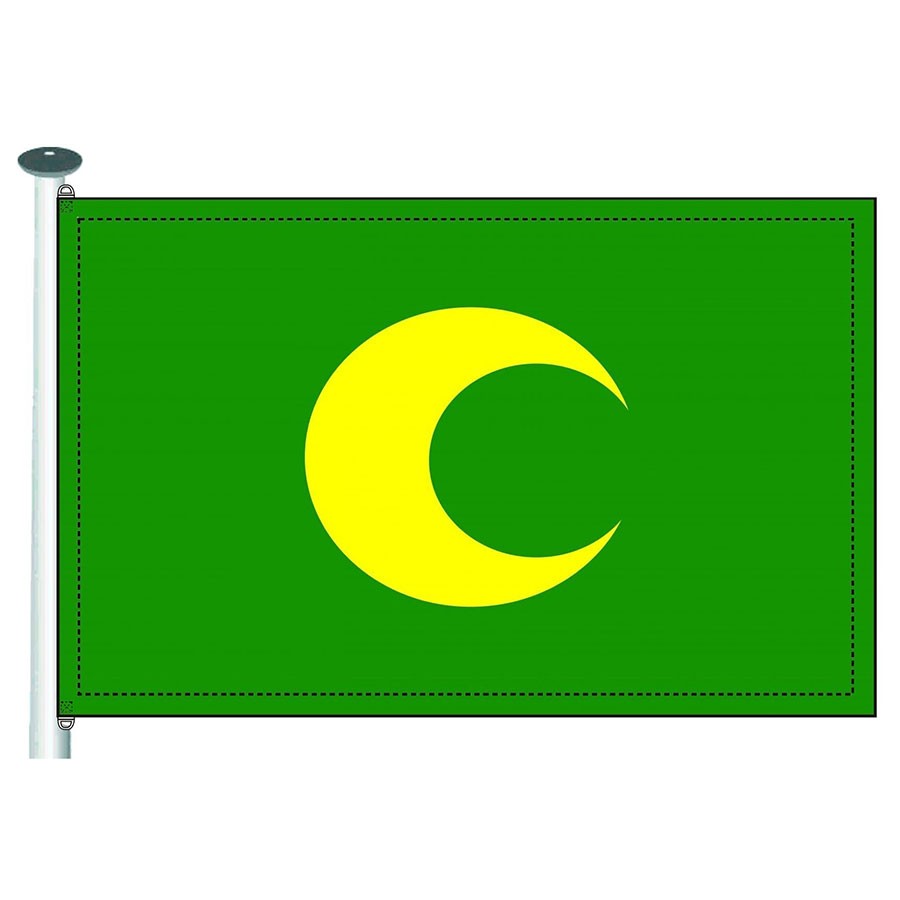 Bandera Moros media luna amarilla en fondo verde