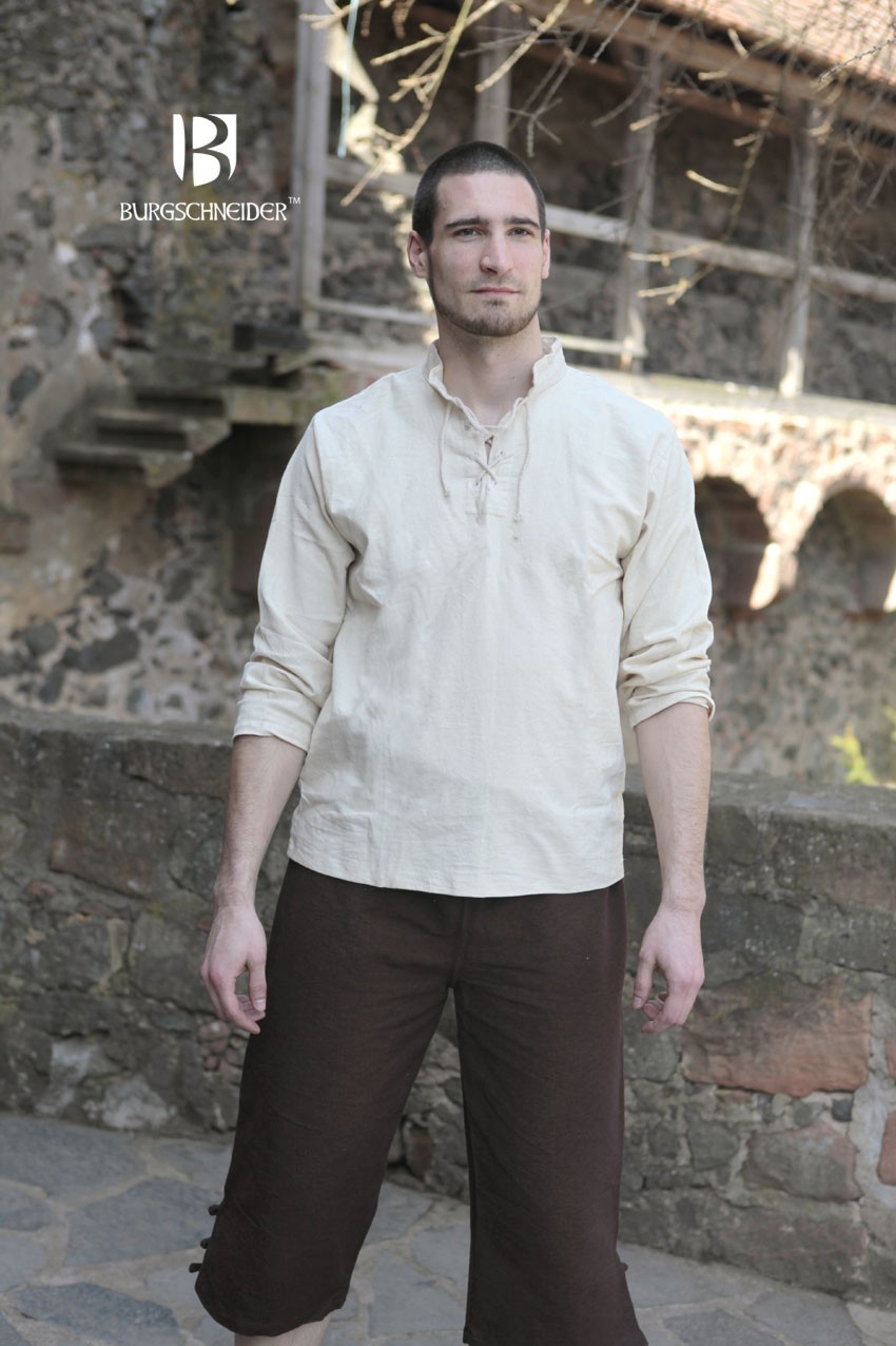 Camisa medieval lazos Tristan, crema