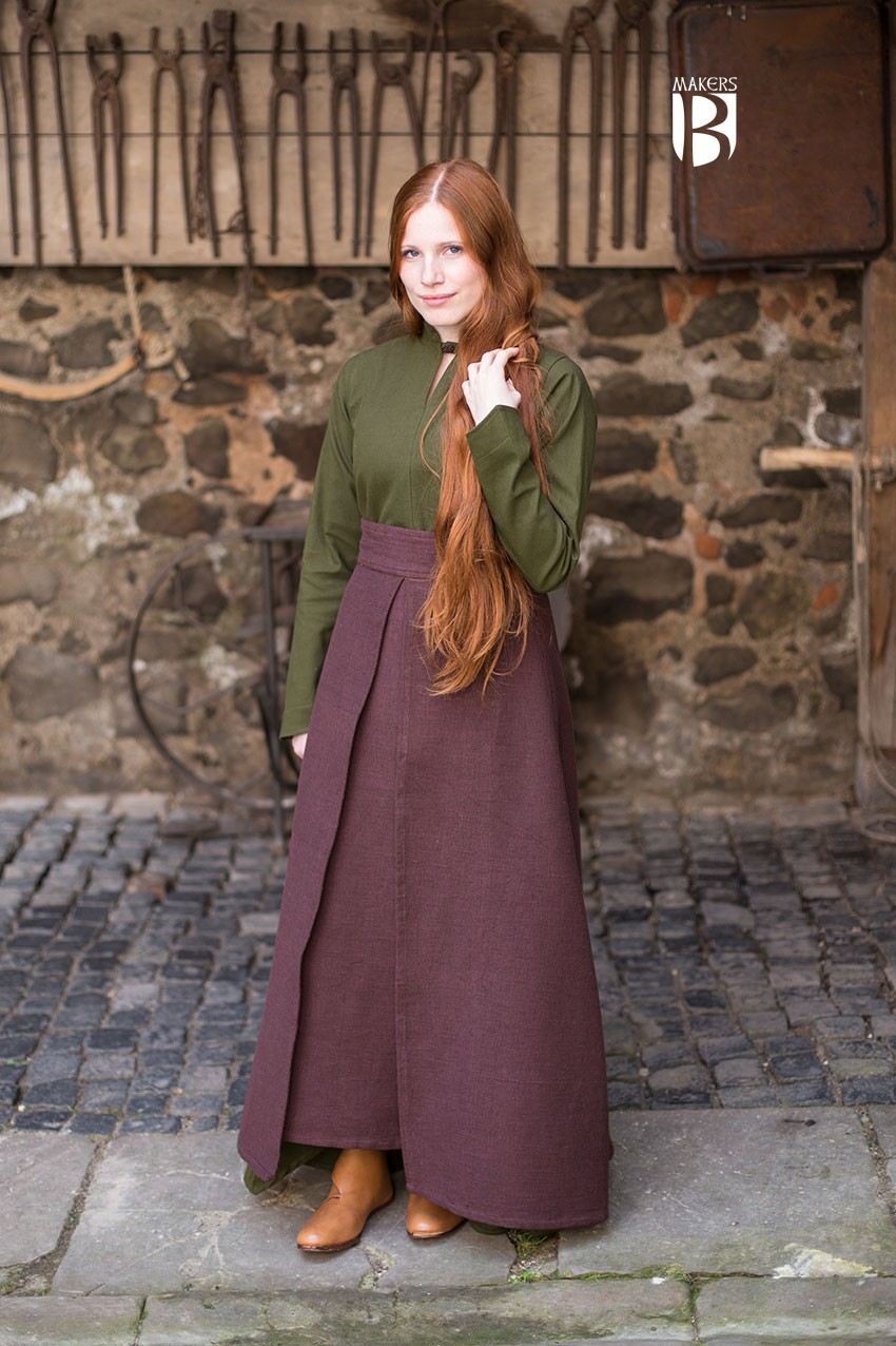 Falda medieval Mera, algodón marrón