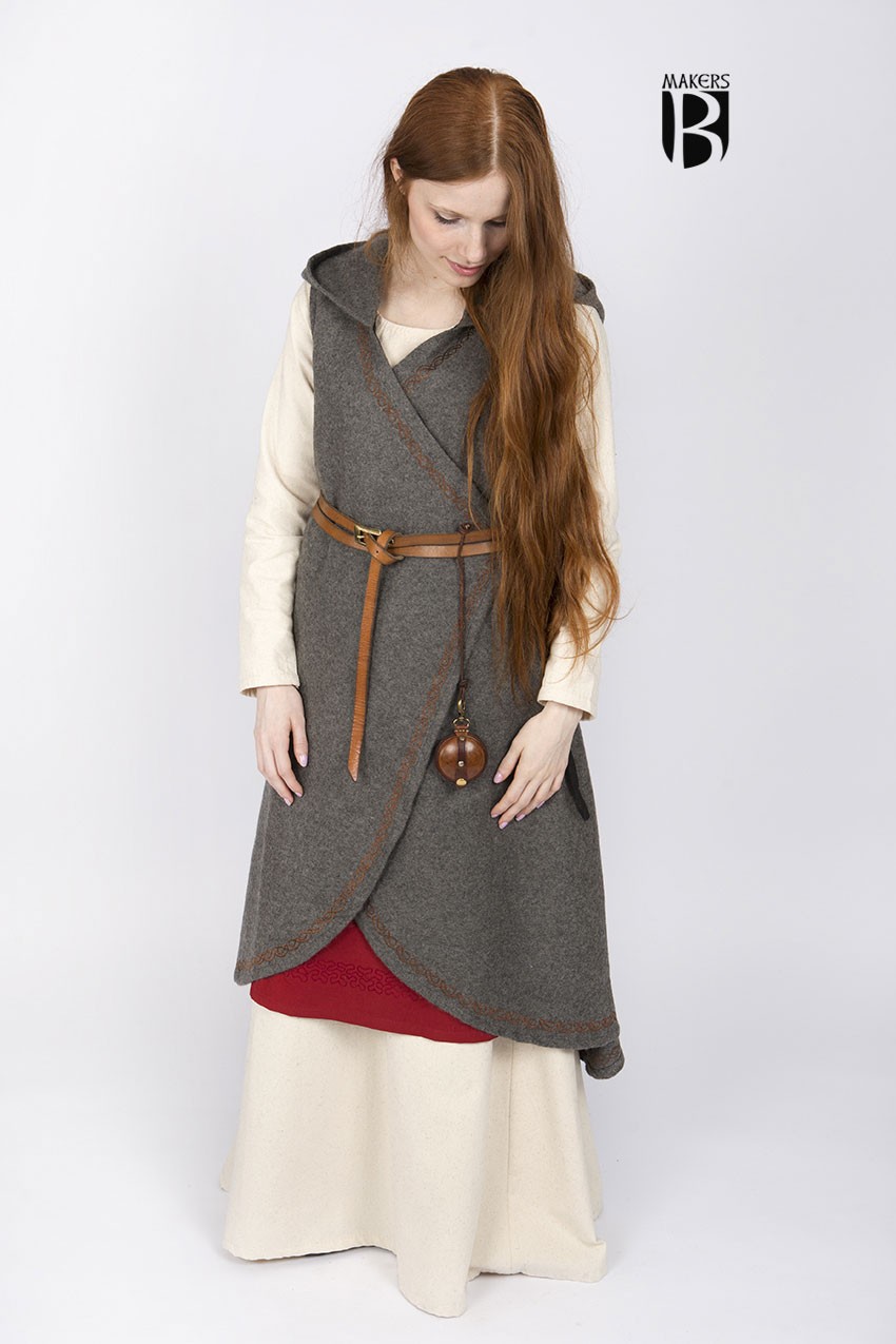 Brial medieval Myrana, lana gris