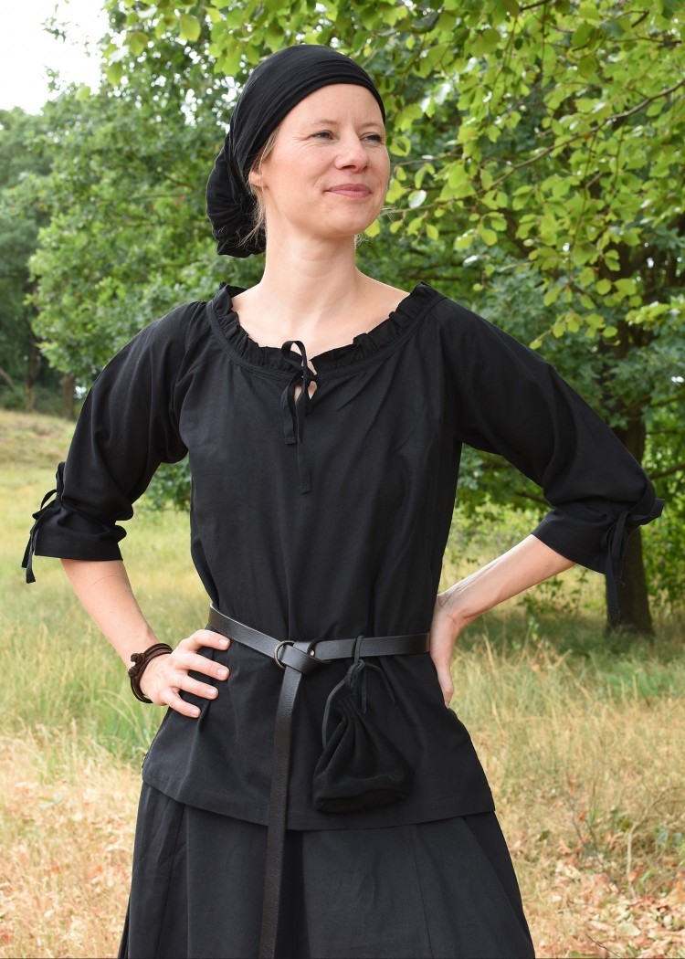 Blusa medieval mujer Birga, negro