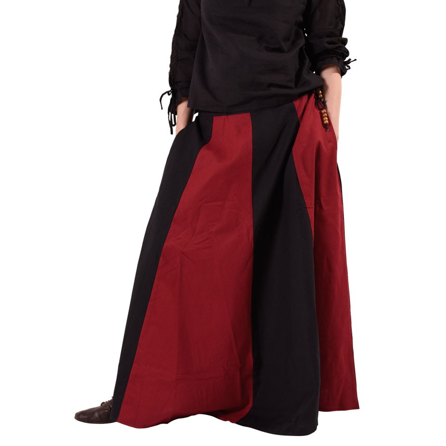 Falda medieval larga rojo-negro