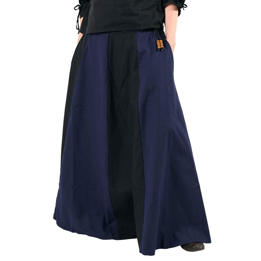 Falda medieval larga azul-negro