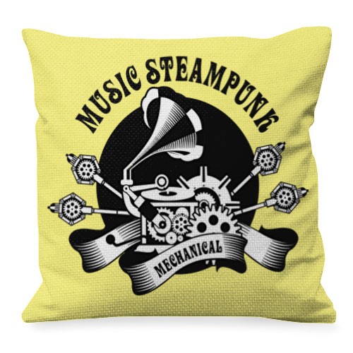 Cojín con Diseño de Música SteamPunk
