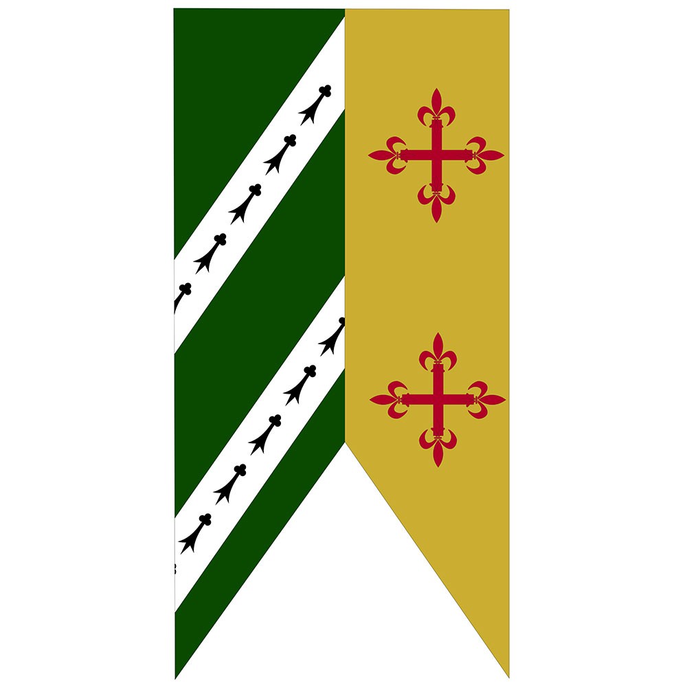 Estandarte Bicolor Verde-Mostaza Cruces Medievales