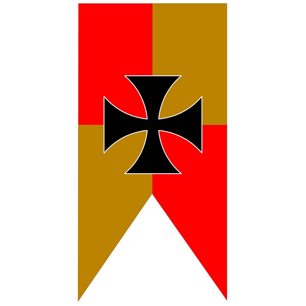 Estandarte Medieval Cuartelado Amarillo-Rojo Cruz Templaria