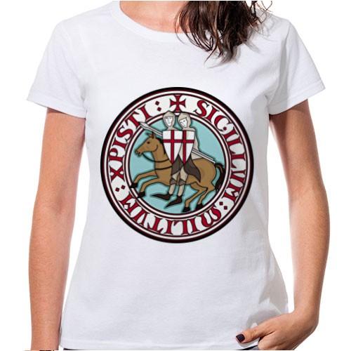 Camiseta Mujer Blanca Caballeros Templarios, manga corta