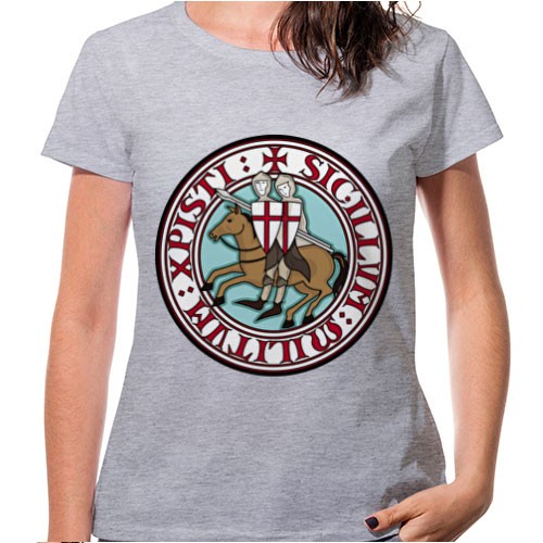 Camiseta Mujer Gris Caballeros Templarios, manga corta