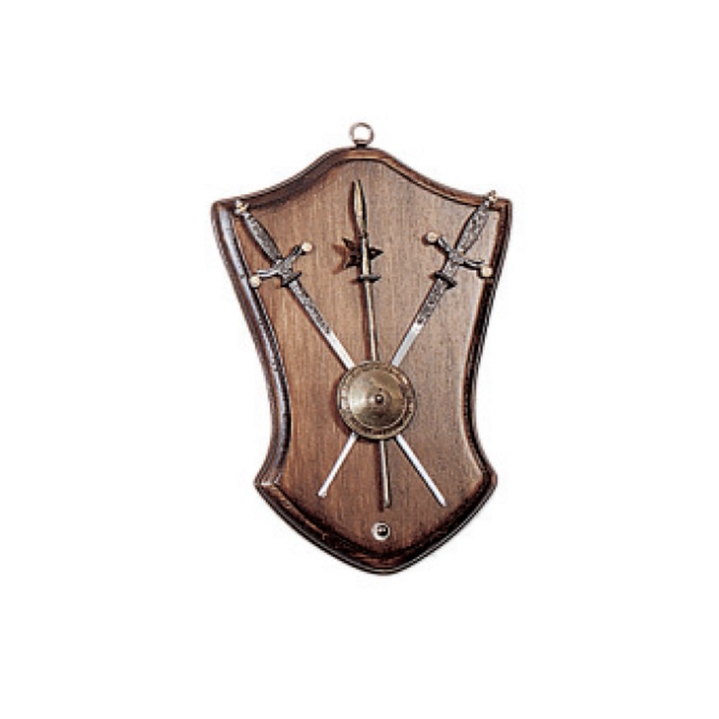 Panoplia-llavero con espadas, escudo y alabarda