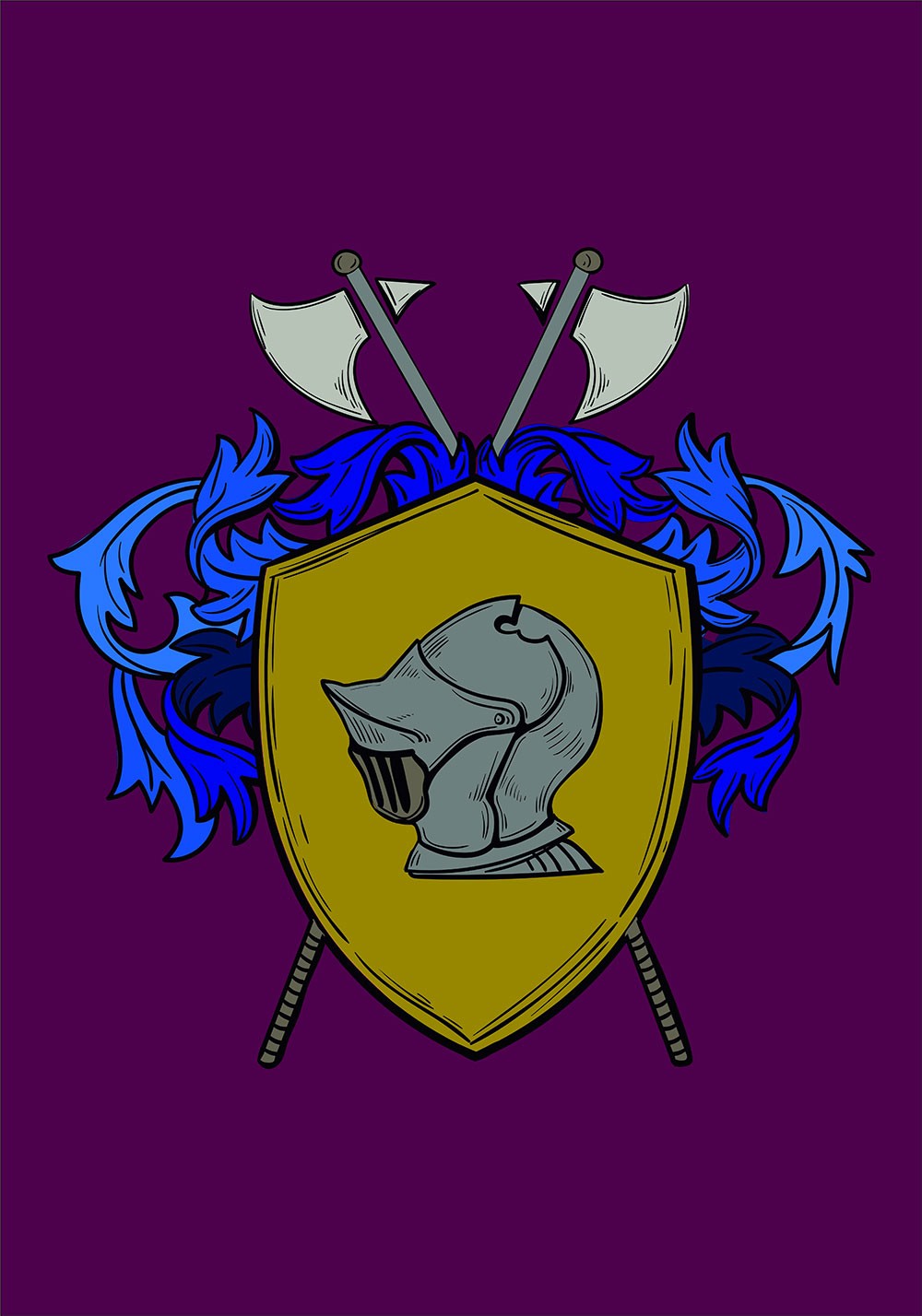 Estandarte Medieval Escudo Heráldico casco y lanzas