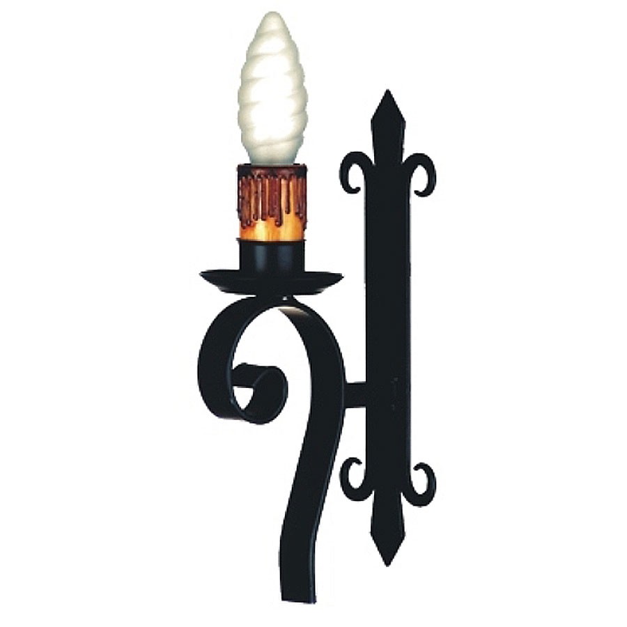 Aplique vela forja medieval sencillo,  1 luz