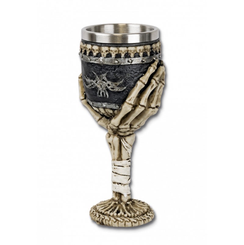 Cáliz decoración mano esqueleto